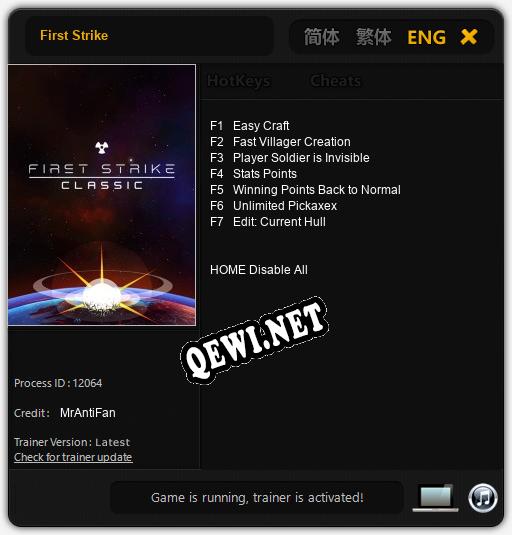 First Strike: Трейнер +7 [v1.1]