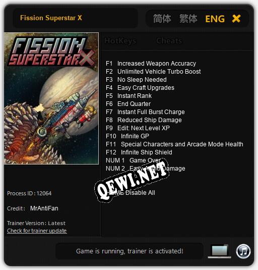Fission Superstar X: Читы, Трейнер +14 [MrAntiFan]
