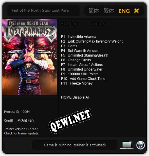 Fist of the North Star: Lost Paradise: Читы, Трейнер +11 [MrAntiFan]