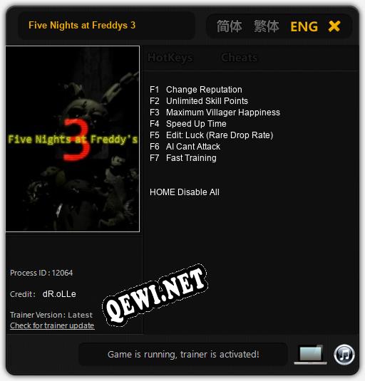 Five Nights at Freddys 3: ТРЕЙНЕР И ЧИТЫ (V1.0.9)