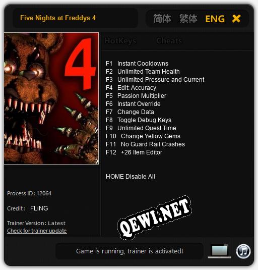 Трейнер для Five Nights at Freddys 4 [v1.0.7]