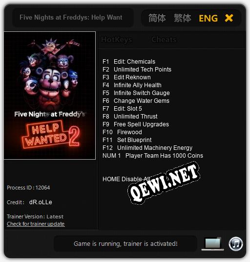 Трейнер для Five Nights at Freddys: Help Wanted 2 [v1.0.1]
