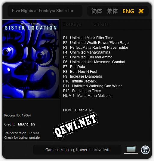 Five Nights at Freddys: Sister Location: ТРЕЙНЕР И ЧИТЫ (V1.0.30)