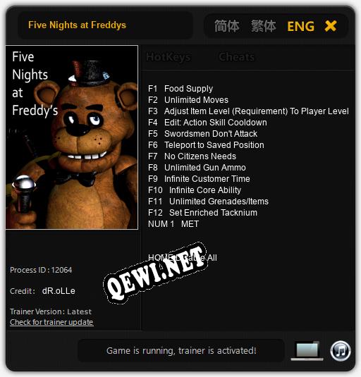 Трейнер для Five Nights at Freddys [v1.0.2]