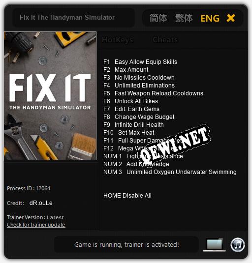 Fix it The Handyman Simulator: Читы, Трейнер +15 [dR.oLLe]