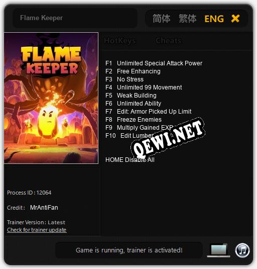 Трейнер для Flame Keeper [v1.0.7]