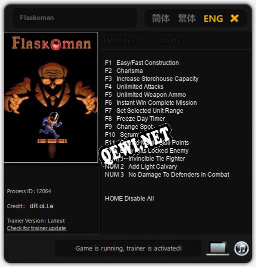 Flaskoman: ТРЕЙНЕР И ЧИТЫ (V1.0.64)
