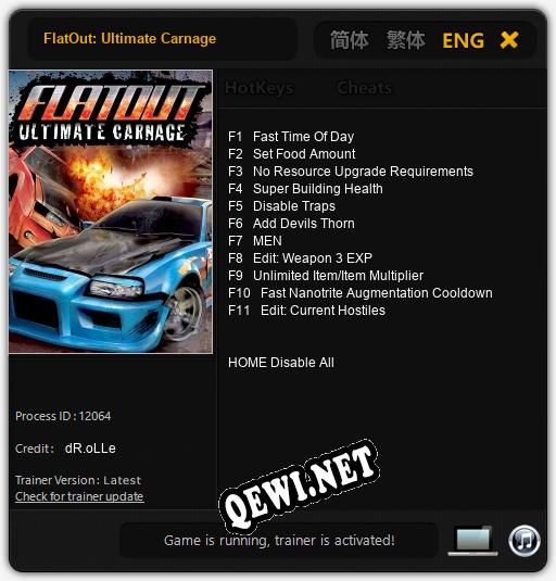 Трейнер для FlatOut: Ultimate Carnage [v1.0.3]