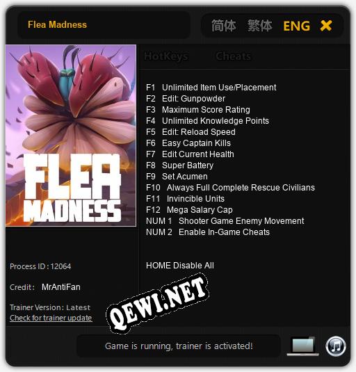 Flea Madness: Трейнер +14 [v1.1]