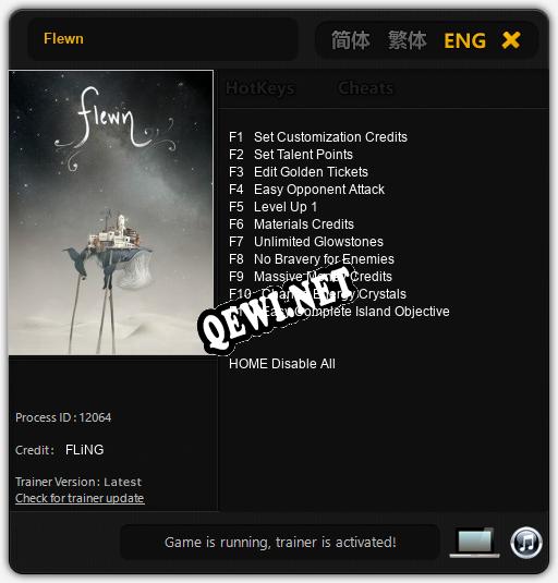 Flewn: Трейнер +11 [v1.9]