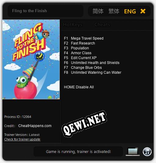 Fling to the Finish: Трейнер +8 [v1.1]