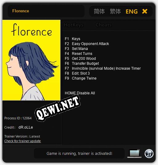 Florence: Читы, Трейнер +9 [dR.oLLe]