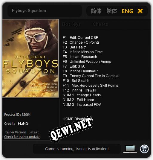 Flyboys Squadron: Трейнер +15 [v1.4]
