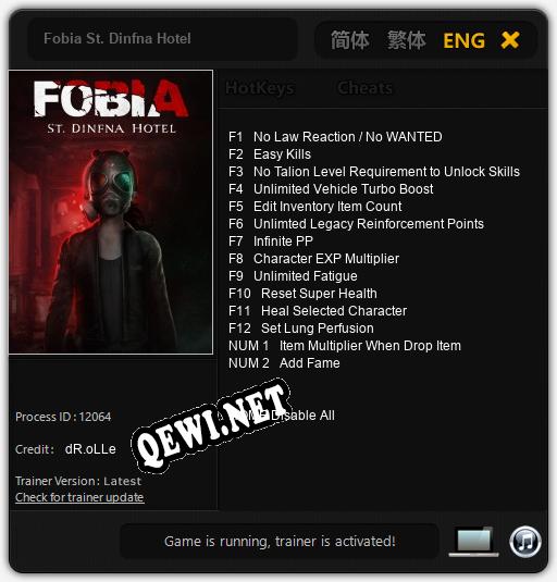 Fobia St. Dinfna Hotel: ТРЕЙНЕР И ЧИТЫ (V1.0.55)