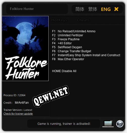Трейнер для Folklore Hunter [v1.0.5]