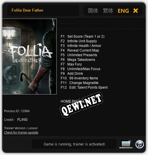 Follia Dear Father: Трейнер +12 [v1.7]