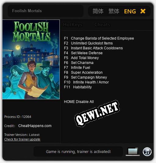 Трейнер для Foolish Mortals [v1.0.9]