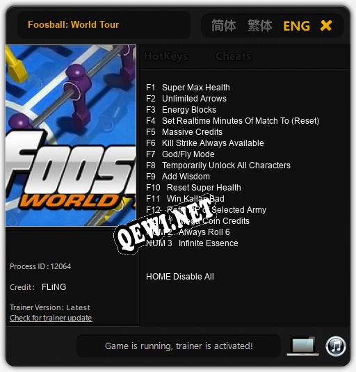 Трейнер для Foosball: World Tour [v1.0.7]