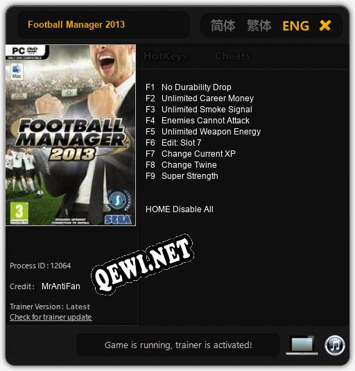 Трейнер для Football Manager 2013 [v1.0.8]