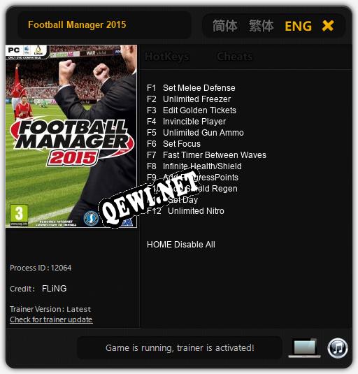 Football Manager 2015: Трейнер +12 [v1.1]