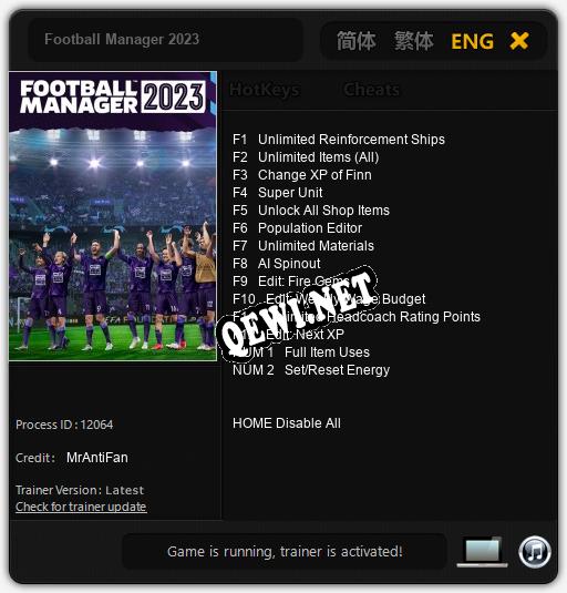 Трейнер для Football Manager 2023 [v1.0.4]
