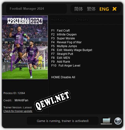 Трейнер для Football Manager 2024 [v1.0.7]
