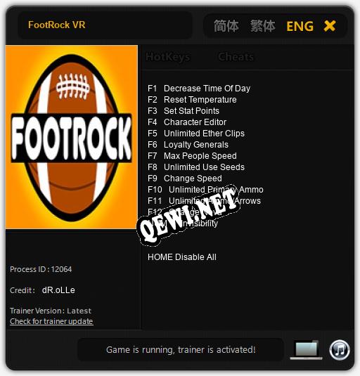 FootRock VR: Трейнер +13 [v1.7]