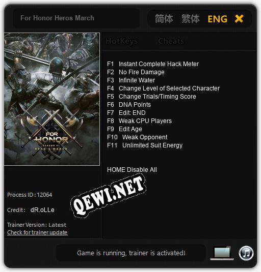 Трейнер для For Honor Heros March [v1.0.5]