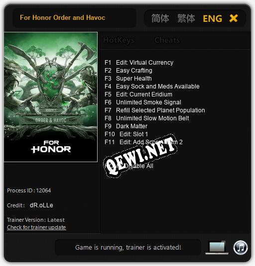 For Honor Order and Havoc: Трейнер +11 [v1.3]