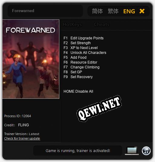 Трейнер для Forewarned [v1.0.5]