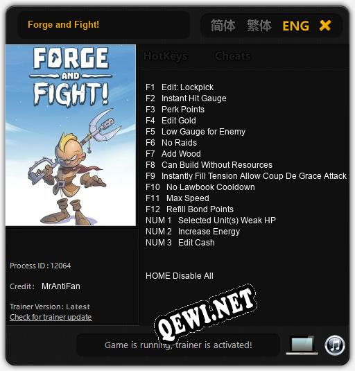 Forge and Fight!: ТРЕЙНЕР И ЧИТЫ (V1.0.85)