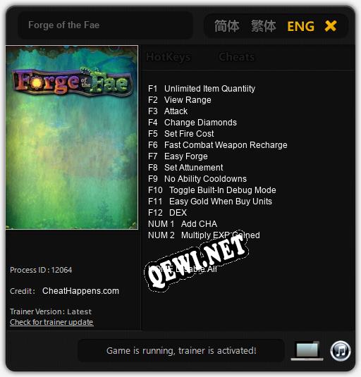 Трейнер для Forge of the Fae [v1.0.9]