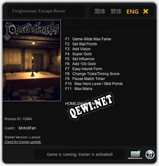 Трейнер для Forgiveness: Escape Room [v1.0.6]