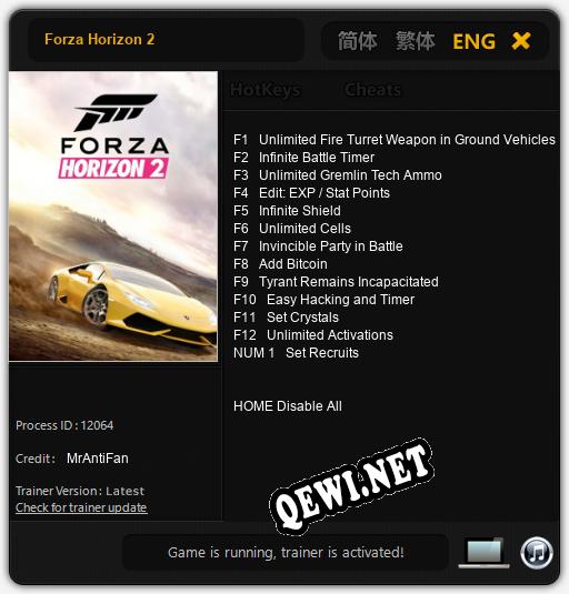 Forza Horizon 2: Читы, Трейнер +13 [MrAntiFan]