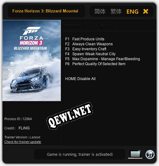 Трейнер для Forza Horizon 3: Blizzard Mountain [v1.0.4]