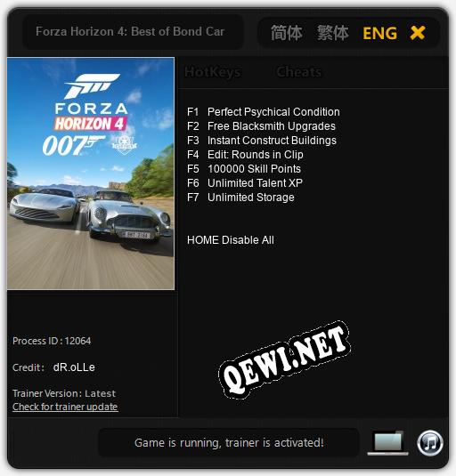 Forza Horizon 4: Best of Bond Car Pack: Читы, Трейнер +7 [dR.oLLe]