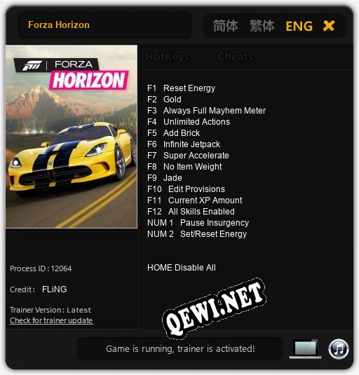 Forza Horizon: ТРЕЙНЕР И ЧИТЫ (V1.0.20)