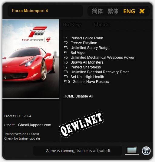 Forza Motorsport 4: ТРЕЙНЕР И ЧИТЫ (V1.0.38)