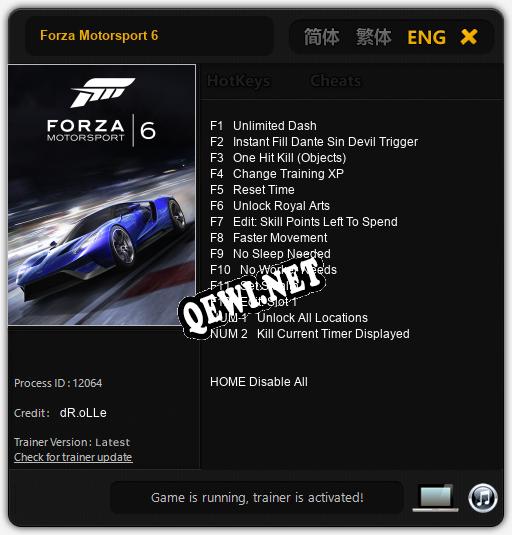 Трейнер для Forza Motorsport 6 [v1.0.2]