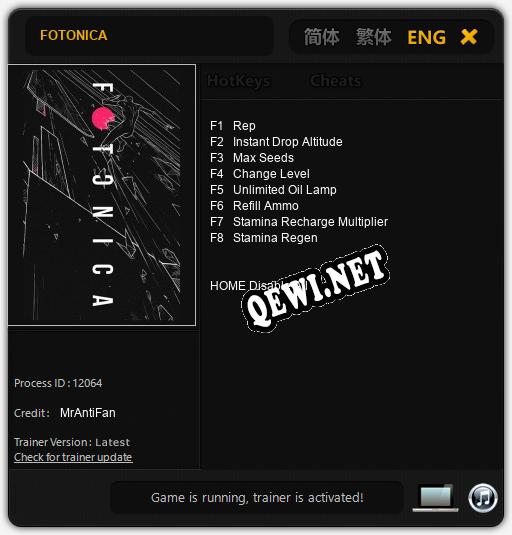 FOTONICA: Читы, Трейнер +8 [MrAntiFan]