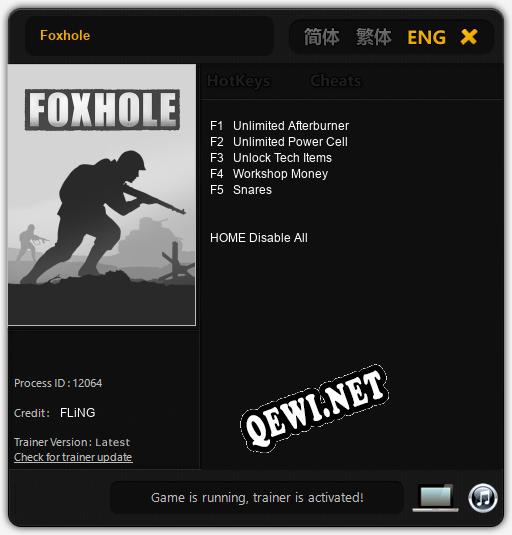 Foxhole: Трейнер +5 [v1.6]