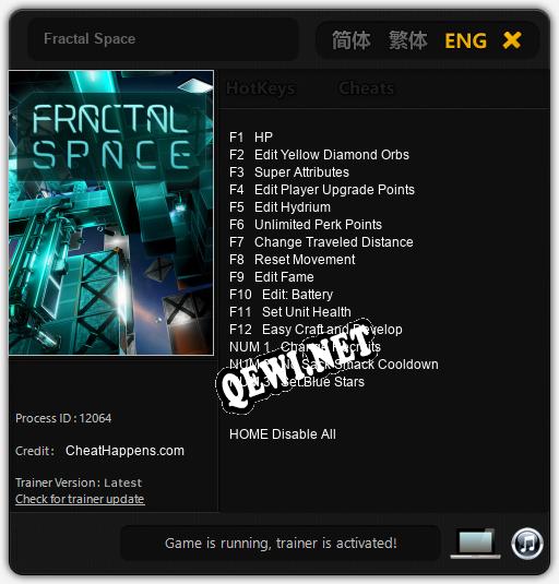 Трейнер для Fractal Space [v1.0.3]