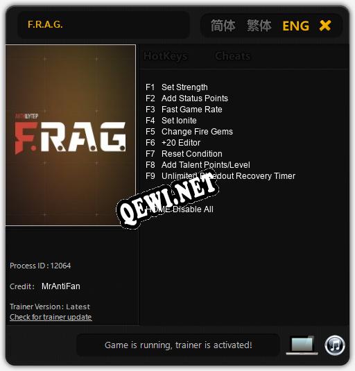 F.R.A.G.: Трейнер +9 [v1.7]