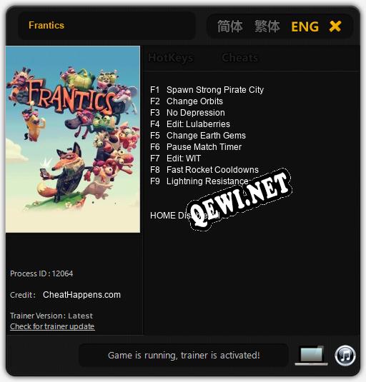 Frantics: Читы, Трейнер +9 [CheatHappens.com]