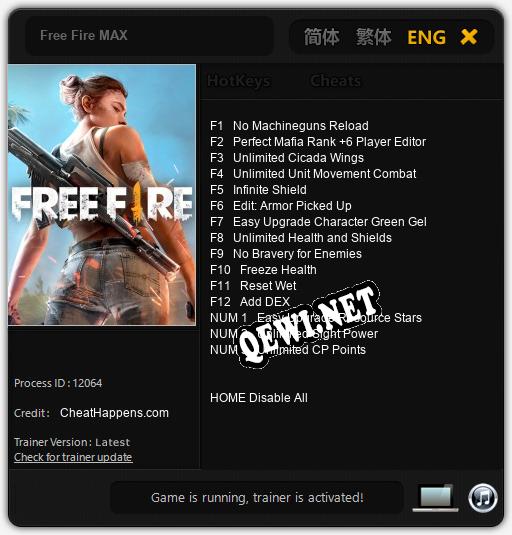 Free Fire MAX: Трейнер +15 [v1.7]