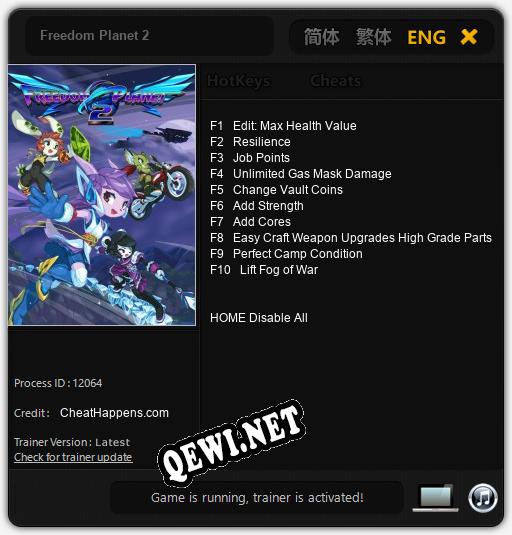 Трейнер для Freedom Planet 2 [v1.0.5]