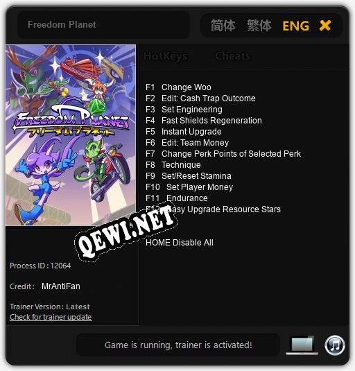 Трейнер для Freedom Planet [v1.0.6]