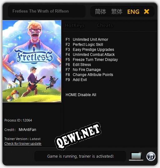 Трейнер для Fretless The Wrath of Riffson [v1.0.7]