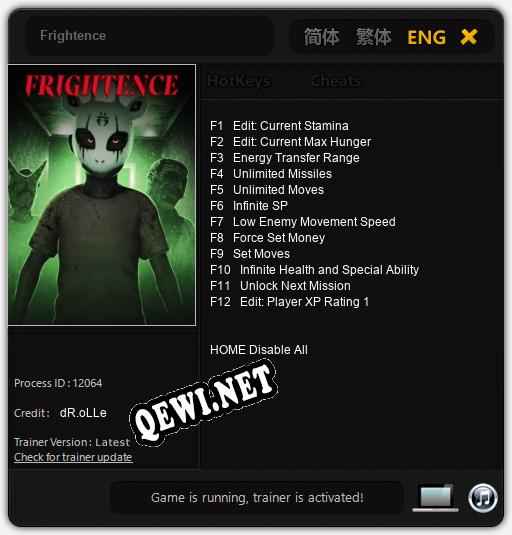 Трейнер для Frightence [v1.0.9]