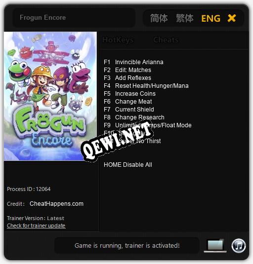 Трейнер для Frogun Encore [v1.0.4]